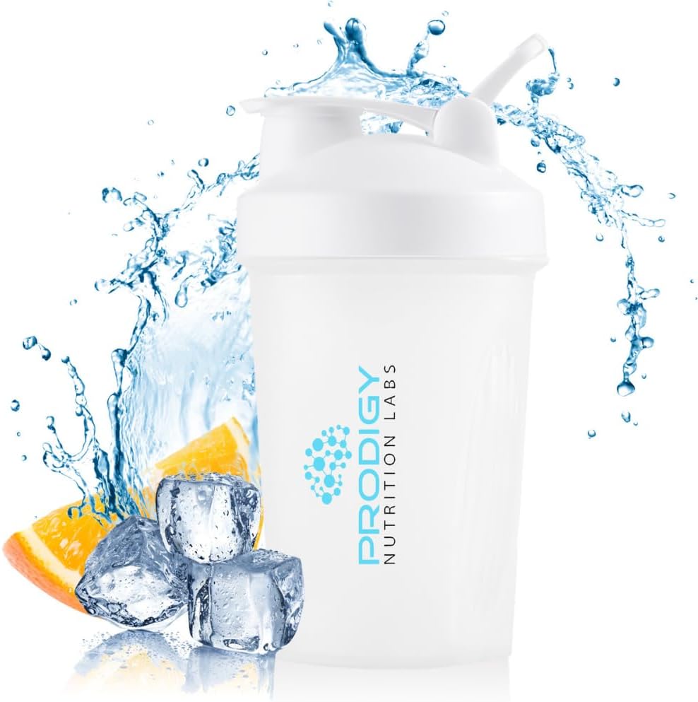 Prodigy Nutrition Labs Premium Shaker Bottle Perfect for Protein Shakes and Pre Workout -14 Ounce (White) - プロダギー栄養ラボ