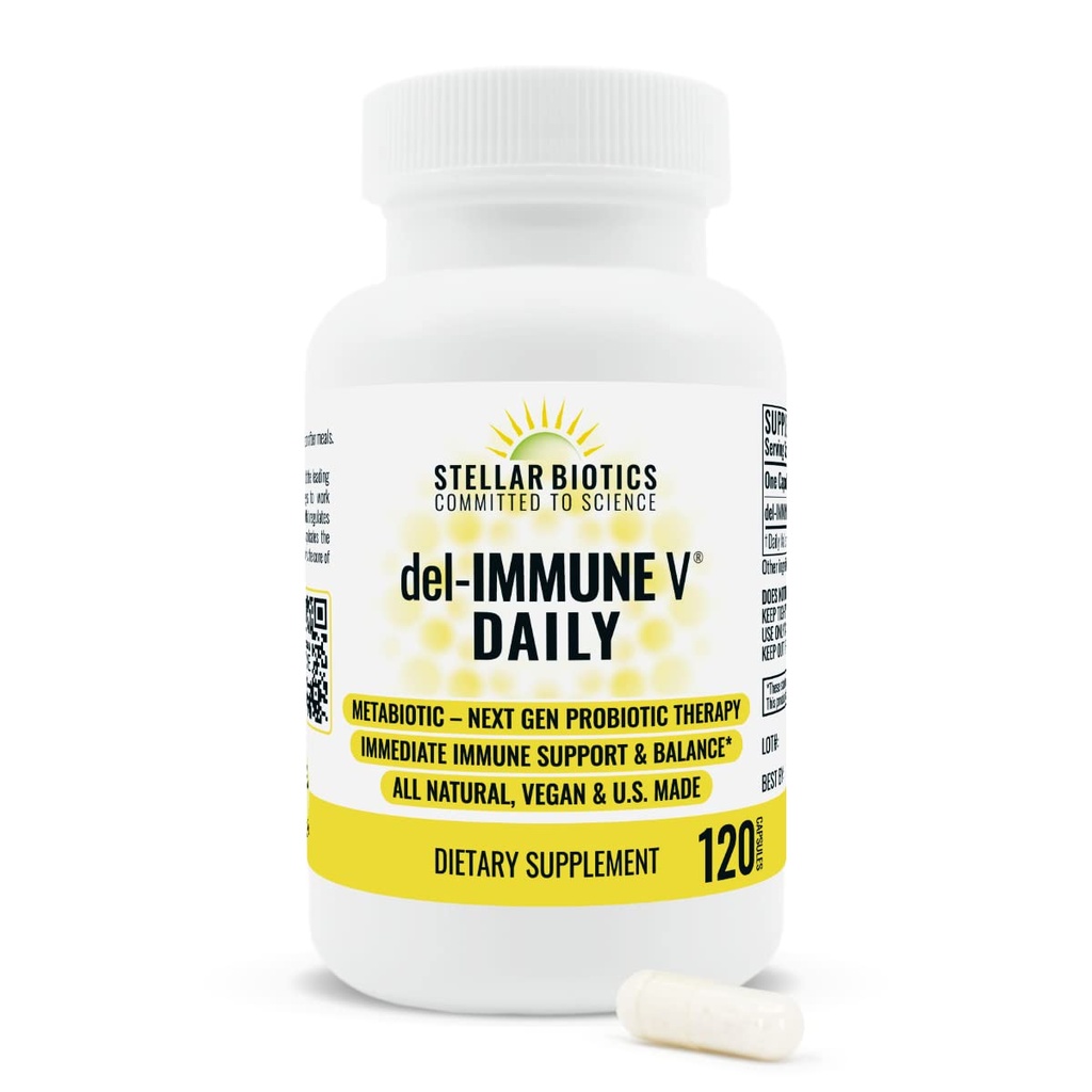 デル・イムン V® デイリー by Stellar Biotics, All-Natural Immune Support & Gut Health, Immediate Care, Metabiotic: NextGen Probiotic Therapy (120キャップ)