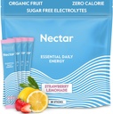 ネクタールエネルギーブースター - オーガニックカフェイン、B12&電解 - 砂糖無料&ゼロカロリー - ヘルシーコーヒー、エネルギードリンク&ソーダ代替 - 水分補給&エネルギーサプリメント(ストロー)。 レモネード18パケット