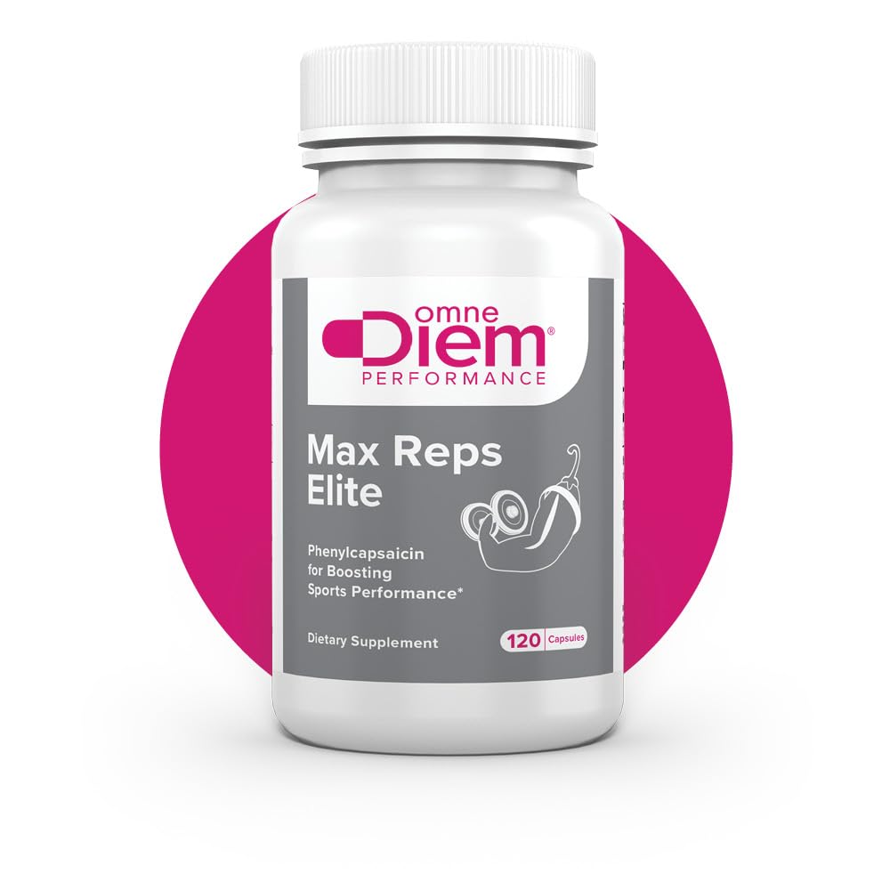 Omne Diem Max Reps Eliteカプセル - フェニルカサイシンスポーツパフォーマンスサプリメント - 最大ワークアウトと回復をサポートし、疲労を軽減 - 男性と女性 - 120カラット