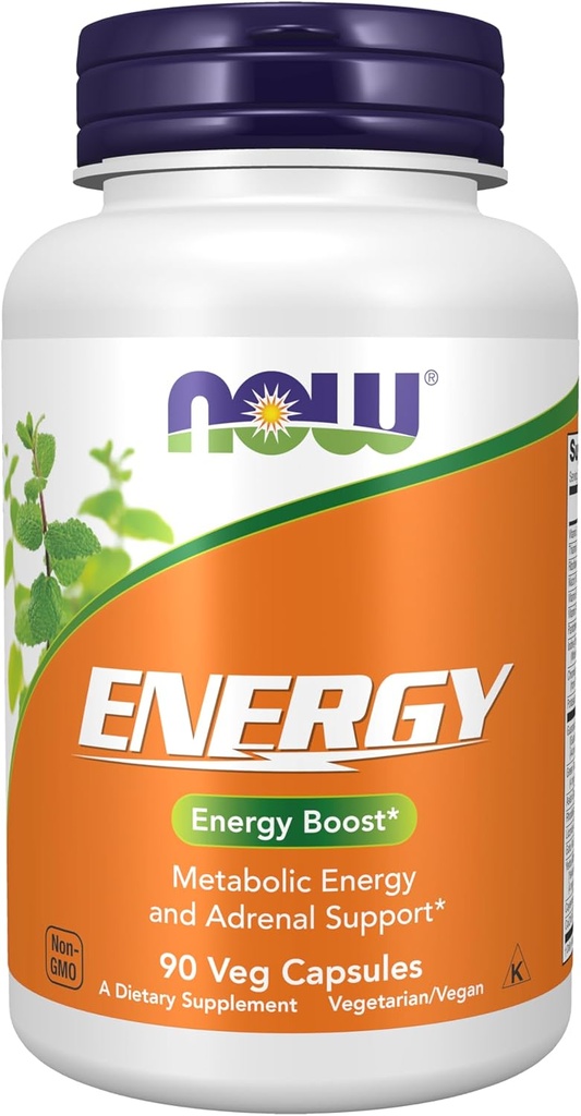 NOW Foods Supplements, Energy Dietary Supplement (lncludes B Vitamins, Green tea, Panax Ginseng and Rhodiola), 90 Capsules