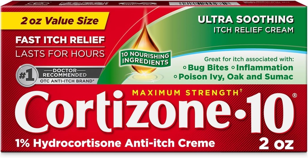Cortizone-10の最高の強さの超薄板になるItchの救助のクリーム、1% Hydrocortisone、速い行為、バグ ビット、Rash、Eczema、Psoriasis、Poisonのアイビー、オーク、Sumac及び多くのための反取入口のクリーム2oz