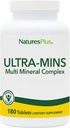 NaturesPlus Ultra-Mins - 180錠、Calcium、鉄、マグネシウム&亜鉛を備えたマルチミネラルコンプレックスのパック - ビーガン、グルテンフリー - 180トータルサービング