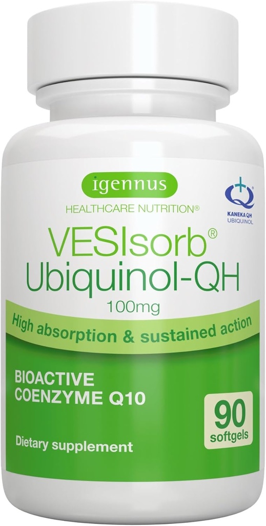 Igennusの高度のVESIsorb Ubiquinol 100mg 90のSoftgels、600%の生物学的利用性、エネルギー及び中心のための速い機能水溶性のCoenzyme Q10の補足、3か月の供給