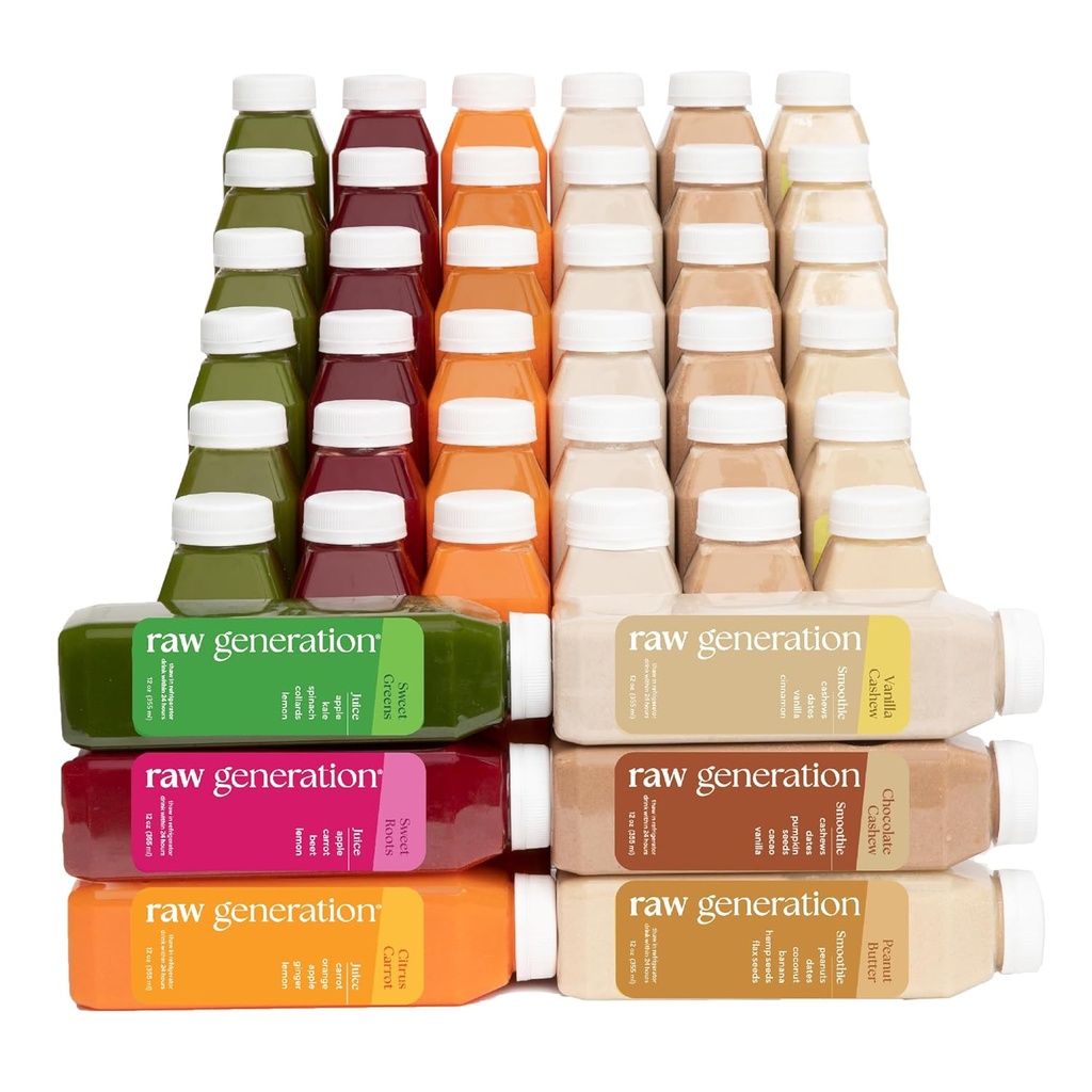 生の生成タンパク質クレンジング - 7 日ジュース & 減量のためのスムージークレンジング, リーンマッスル, 減らされた膨らみ & 増加エネルギー – 42 ワークアウトをサポートし、ダイエットをリセットするボトル