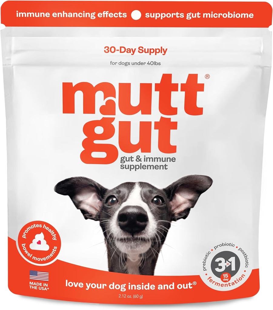 オールナチュラル3イン-1犬プロバイオティクス、プレバイオティクス、およびポストバイオティクスサプリメントパウダー - 135ビリオンCFU、アンチディアリア、消化酵素&抗酸化剤(60g)の犬のためのプロバイオティクス