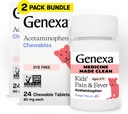 Genexaの子供のきれいな苦痛及び熱心なアセトアミノフェンのChewables、染料は自由、0%の人工的な添加物、おいしいブドウの味、子供のためのChewable薬2-11、タブレット、48ct (2パック)ごとの80のmg