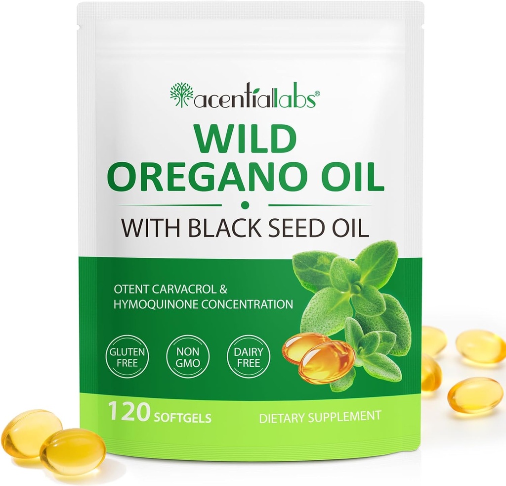 Oregano Softgelsのオイル、120の計算のオレガノオイルの補足のカプセル、黒い種のオイル200mgのOreganoの1 6000mgオイルの2、有機オレガノオイルのエキス、非GMOのグルテンフリー