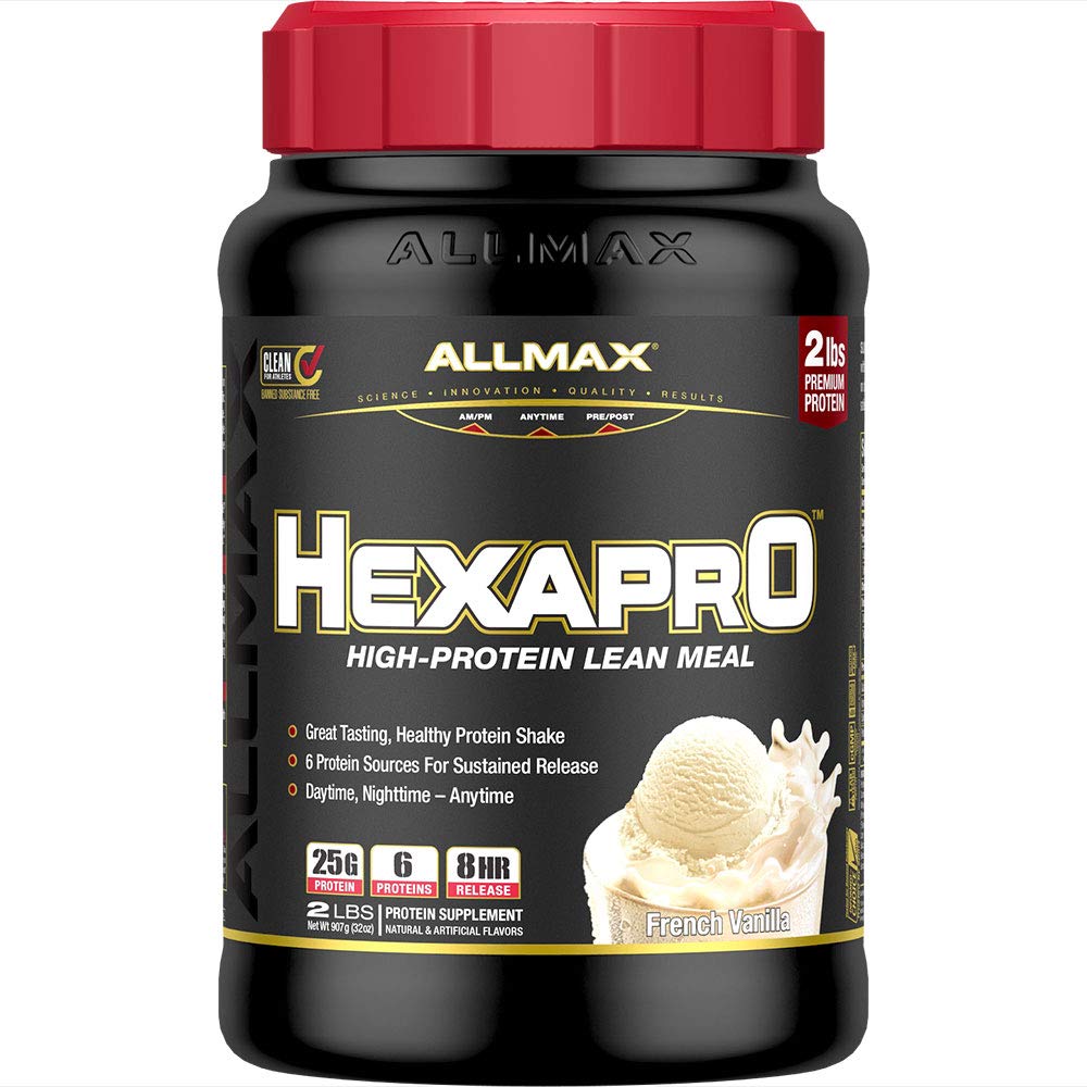 AllMAX HEXAPRO、フレンチバニラ - 2 lb - 25 グラムのたんぱくパーサービング - 8-Hour Sustainedリリース - ゼロシュガー - 21 サービング