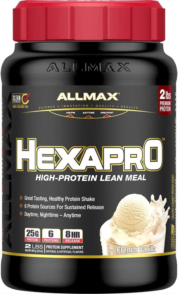 AllMAX HEXAPRO、フレンチバニラ - 2 lb - 25 グラムのたんぱくパーサービング - 8-Hour Sustainedリリース - ゼロシュガー - 21 サービング