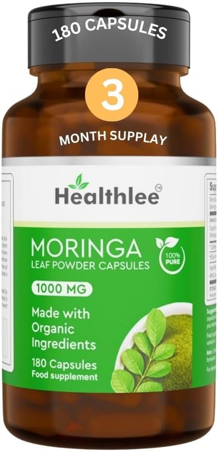 Moringa Pure Capsules | Moringa Supplement | Organic Moringa Oleifera | Moringa Leaf Powder1000 mg