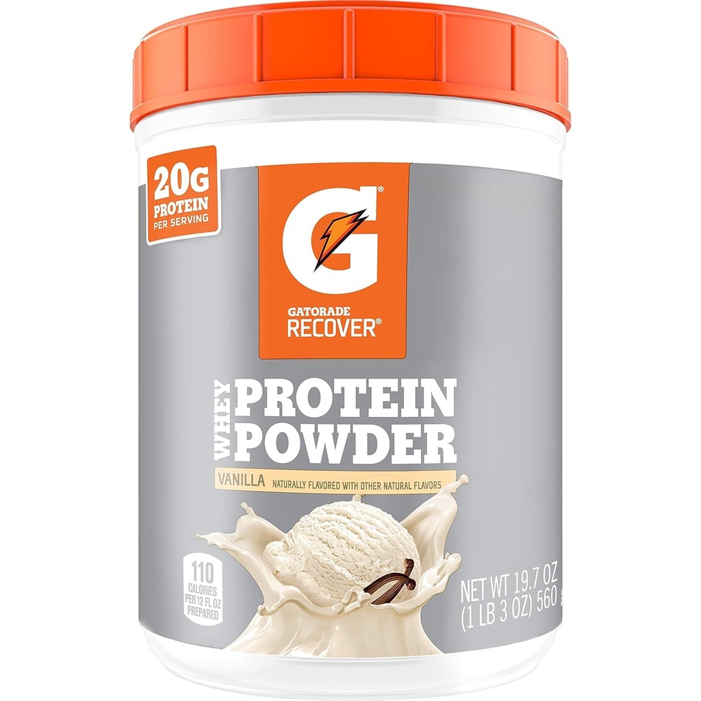Gatorade Whey Protein Powder, 20 Per Canister, 20 g の Protein Perサービング, バニラ, 19.7 Oz