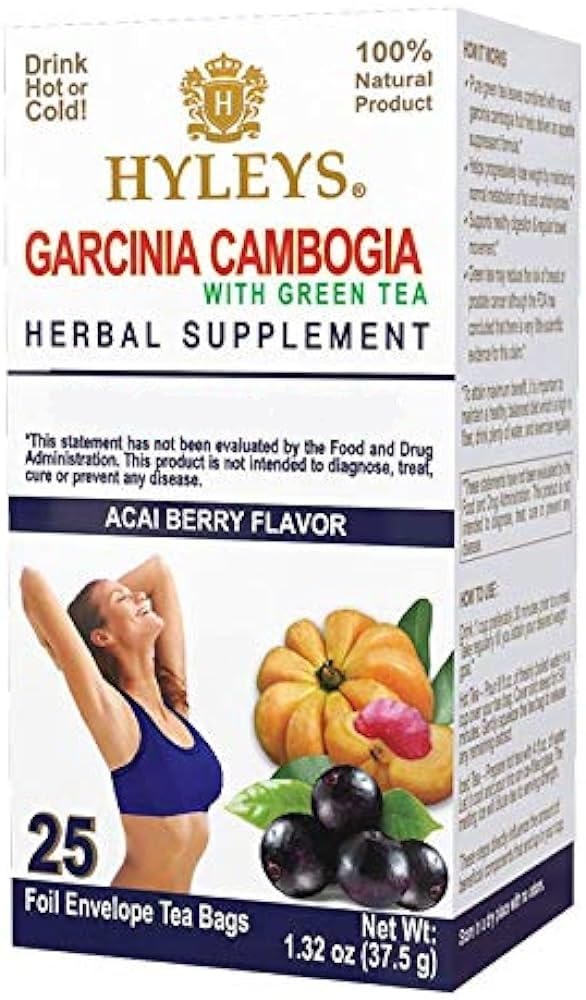 HYLEYS Tea Garcinia Cambogia Green Tea with アサイベリー風味 - 25ティーバッグ(12パック - 300ティーバッグ合計)