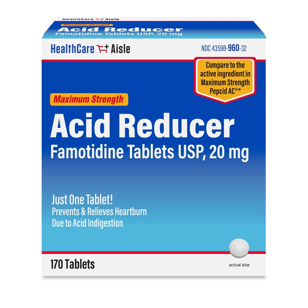 HealthCareAisleのFamotidine 20のmg、170のタブレット、最高の強さの酸の減力剤は、酸の消化不良による心焼けを防ぎ、取り除きます