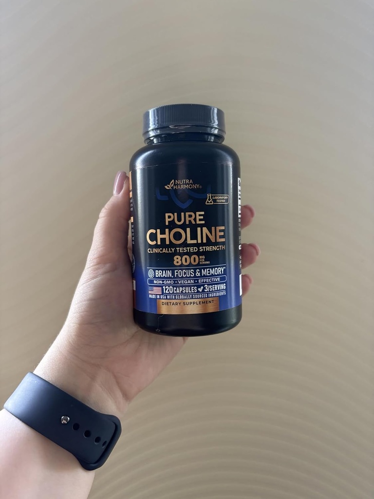 NUTRAHARMONYコリン800mg - コリンサプリメント - ビーガン、非GMO、ラボテスト - アメリカ製 - 120カプセル