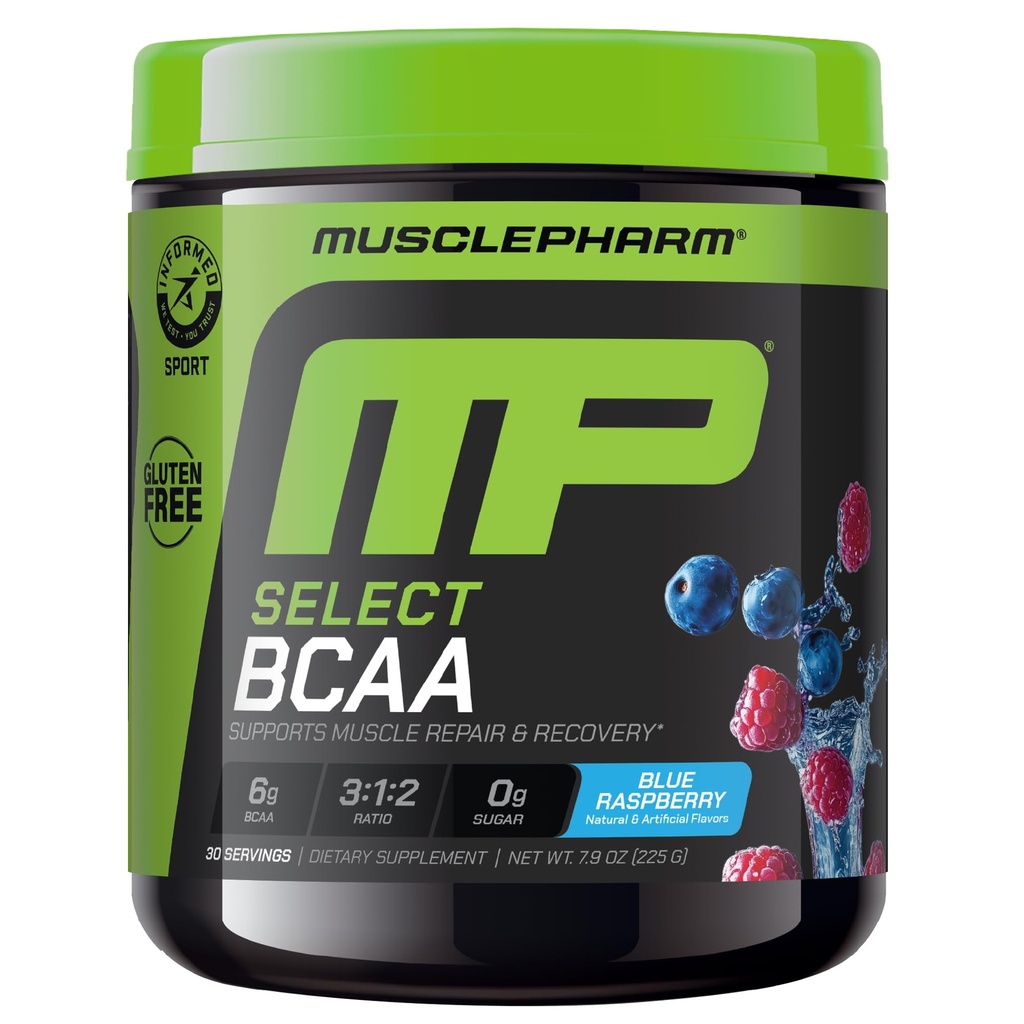 MusclePharmはBCAAの粉、前及びポストのワークアウトの回復飲み物、サポート筋肉回復及びエネルギー生産、必須のアミノ酸の補足、30のサービング、青いラズベリーの味を欠きます