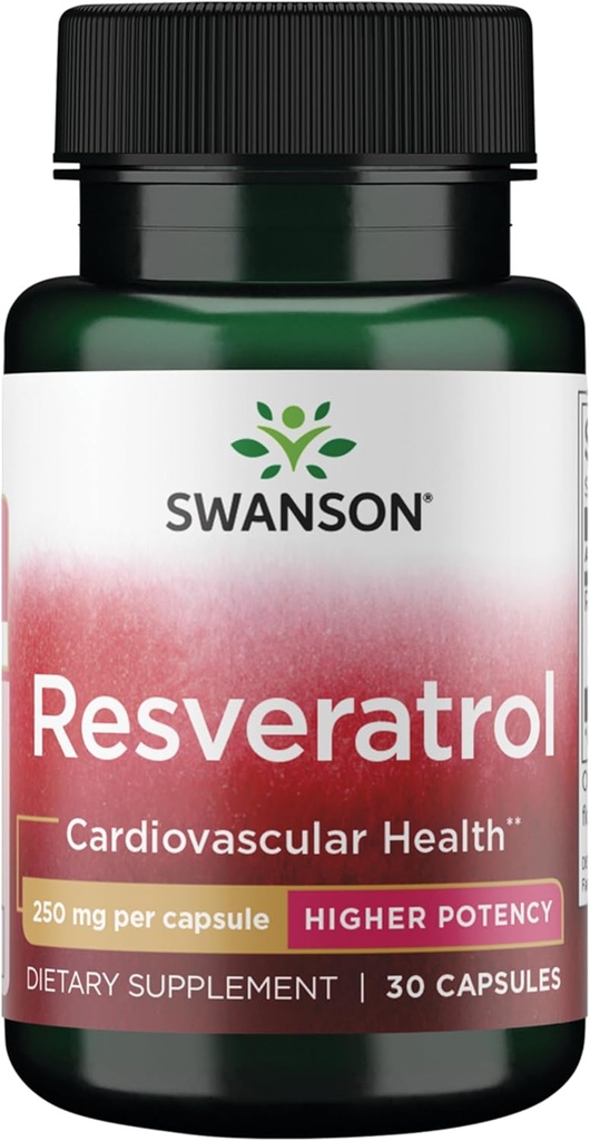 Swanson Resveratrol - Higher Potency 250 Milligrams 30 Capsules(1 Pack)