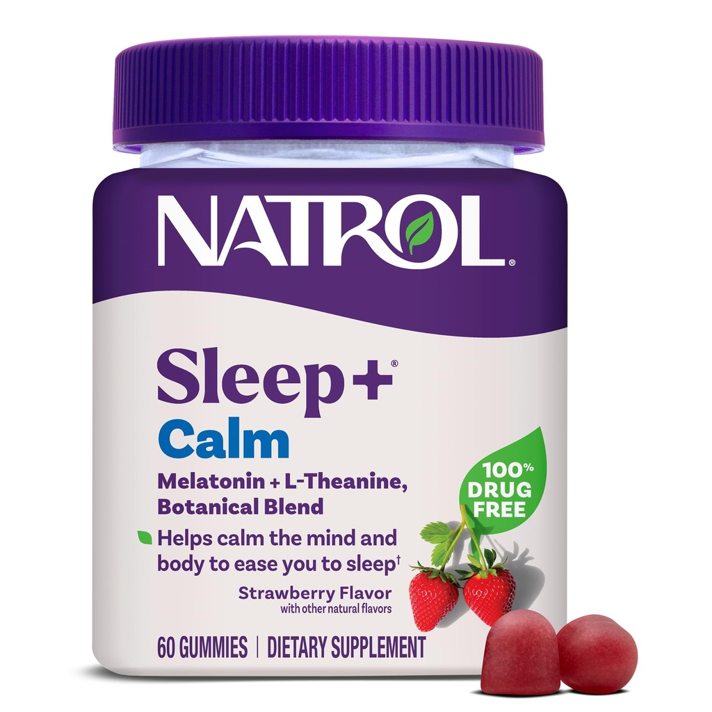 大人、睡眠のガミー、いちごの味、60のガミー、30日の供給のためのNatrol Sleep+ Calm Melatoninのガミー