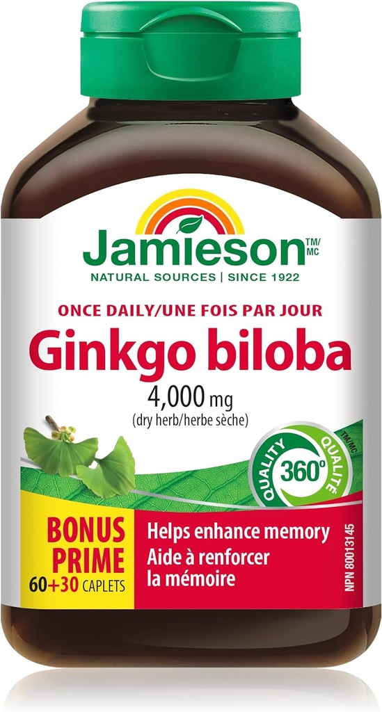 Jamieson GinkgoのBiloba 80mg 60+30の小冊子