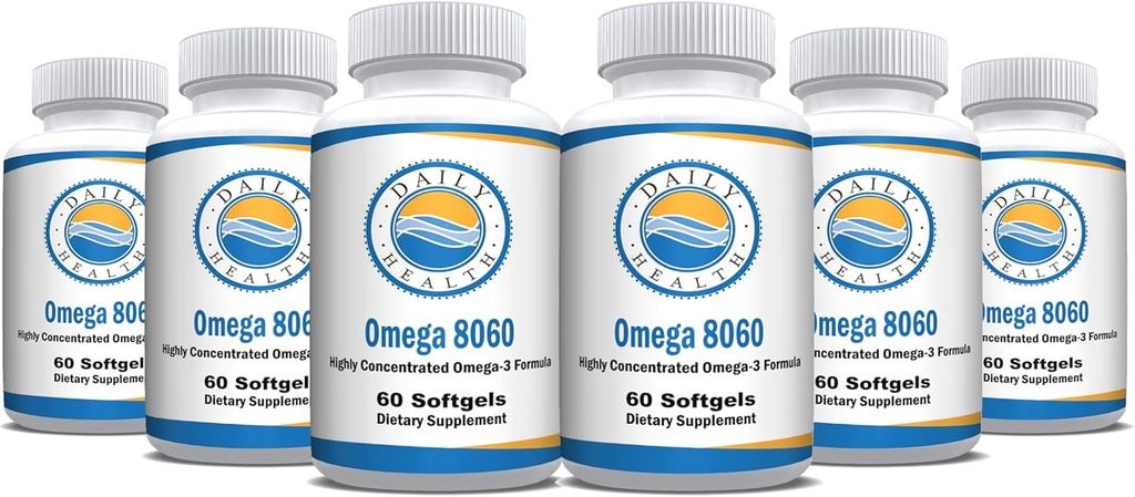 Omega 8060 2400mg Omega 3の魚油の接合箇所の健康の補足60のsoftgel - 6か月の供給- 6pk