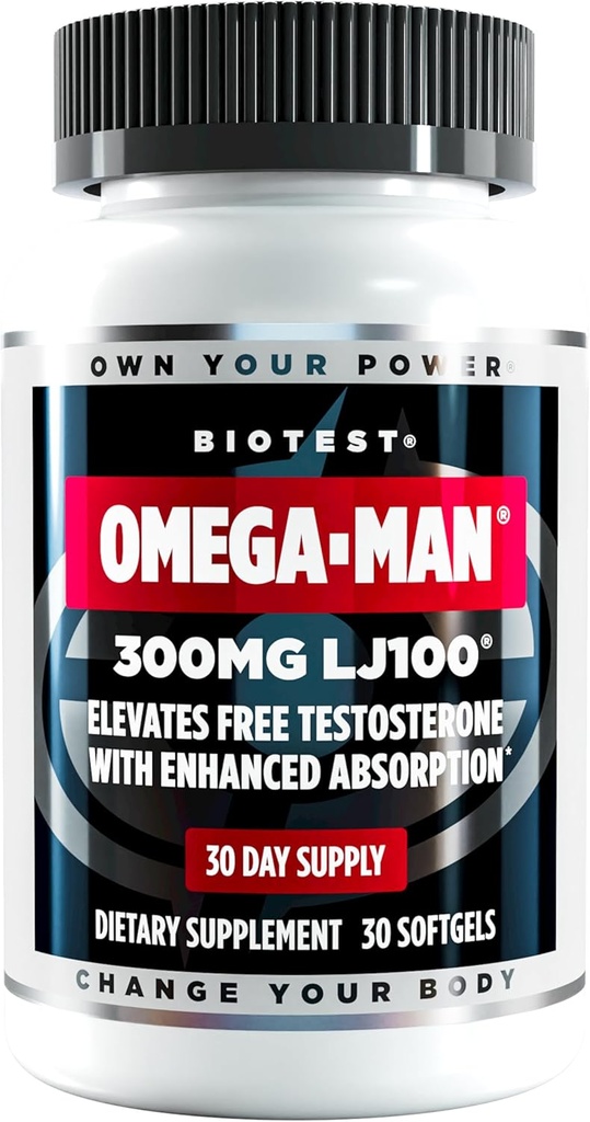 バイオテストオメガマン - 300mg 高吸収 LJ100 ロングジャック (Eurycoma longifolia) - 30 ソフトゲル