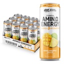 最適栄養アミノエネルギースパークリング水和ドリンク、電解液、カフェイン、アミノ酸、BCAA、砂糖フリー、マンゴーパイナップルリマイド、12 Flオズ、12パック(パッケージ5月Vary)