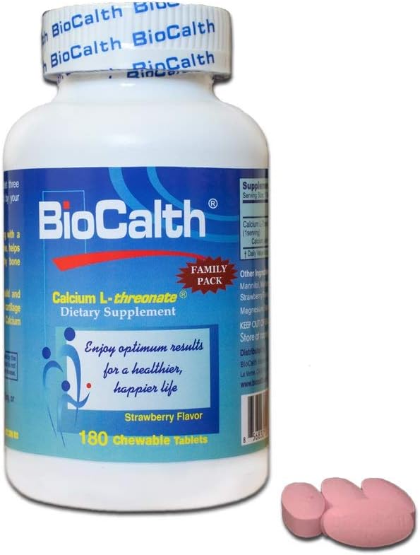 3 米国の特許を持つ唯一のカルシウム-BioCalth Calcium L-threonate 180 Chewable 錠、GREAT VALUE のファミリーパック!