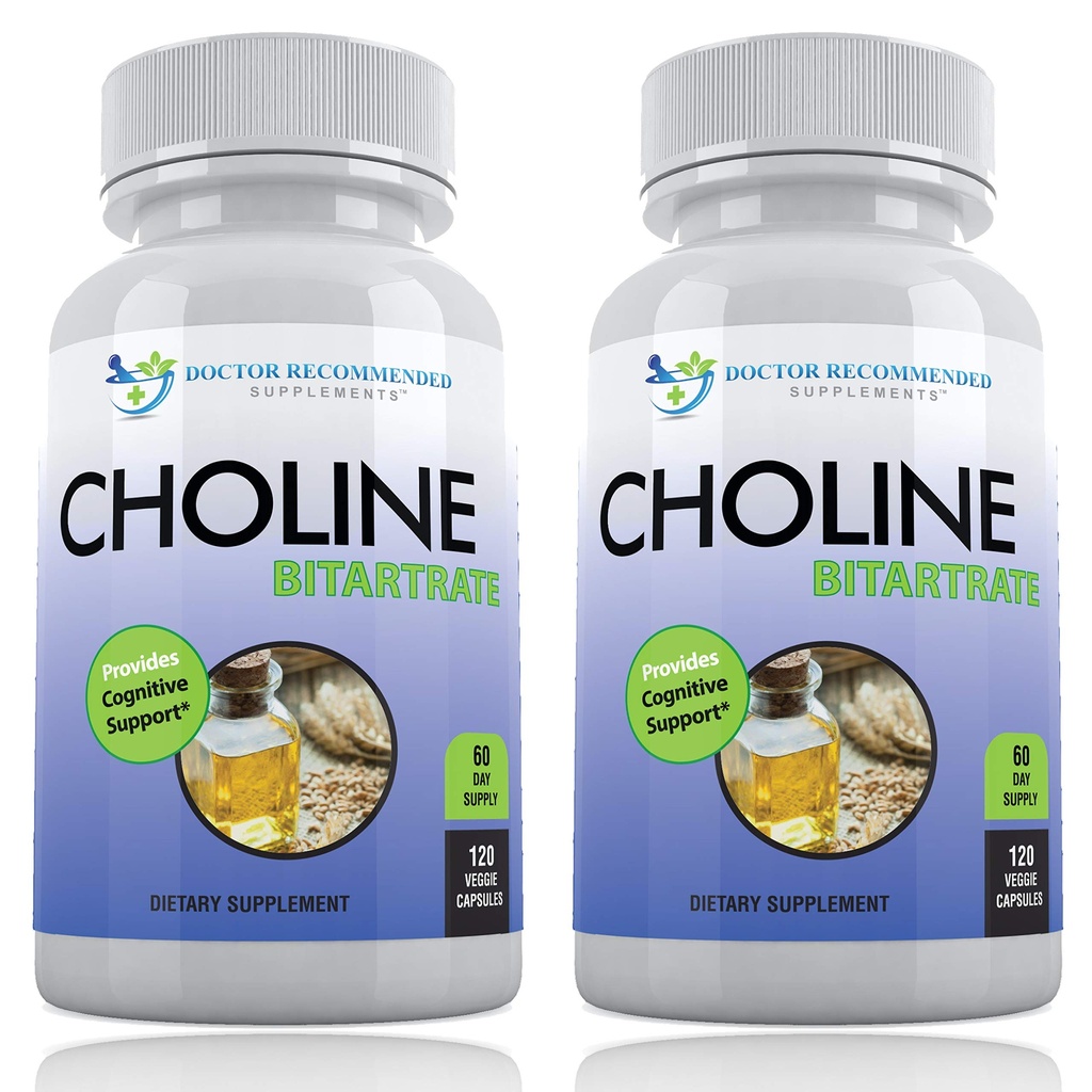 プレミアムコリン - 500 mg - 120ベジギーカプセル - 認知健康、メモリをサポート - 2パック