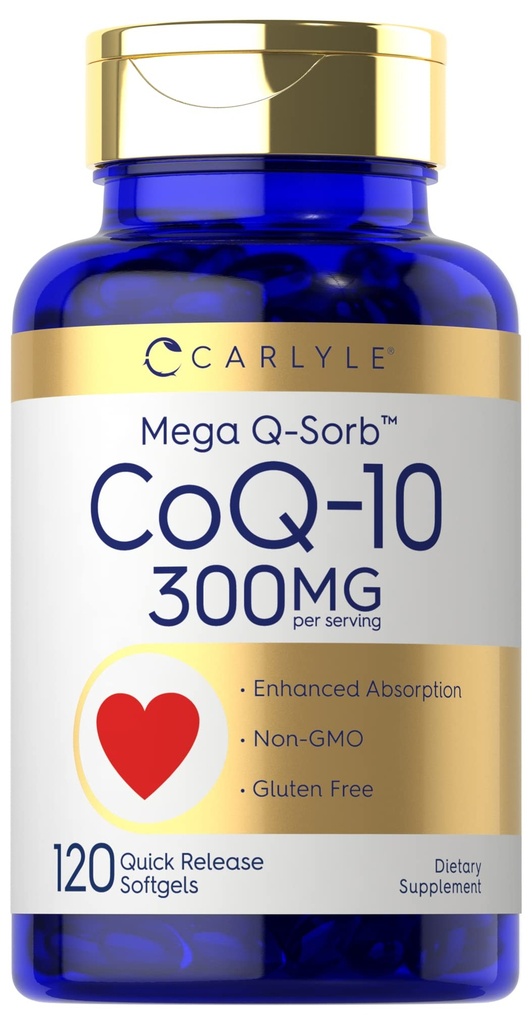 Carlyle CoQ10 300mg | 120 Softgels | メガQ-Sorb Coenzyme Q-10 | ブラックペッパーエキス付 | GMO・グルテンフリーサプリメント