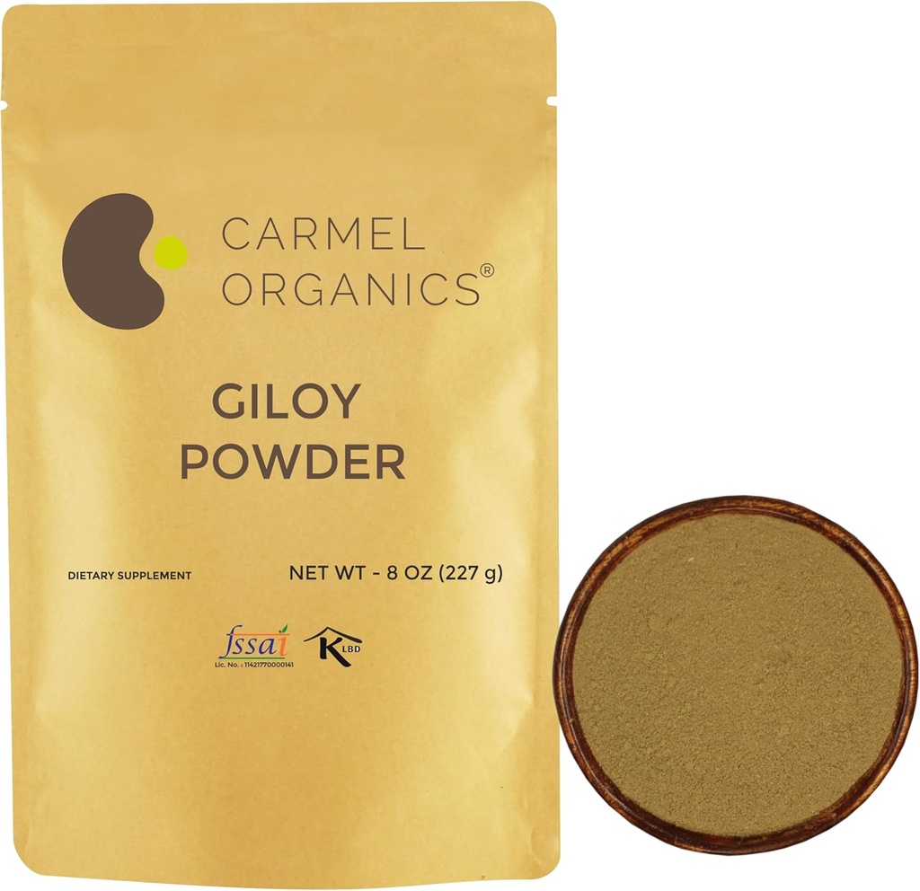 CARMEL ORGANICS Giloy Stem Powder(8 Ounceまたは0.5 LBS) | ナチュラル | 無添加防腐剤 | 非GMO | Tinospora Cordifolia | あなたの免疫のためのハーブ供給