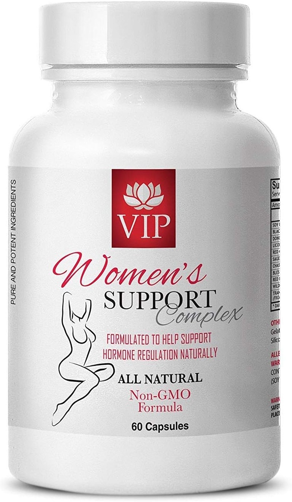 Menstrual relief - WOMEN'S SUPPORT COMPLEX NATURAL - Black cohosh and red clover - Menstrual regulator - Black Cohosh and dong quai - red clover - blessed thistle - soy isoflavones - 1B 60 Caps