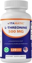 Vitamatic L-Threonine 500mg – 120 Vegetable Capsules Promotes Healthy Liver, Cardiovascular & Structural Function