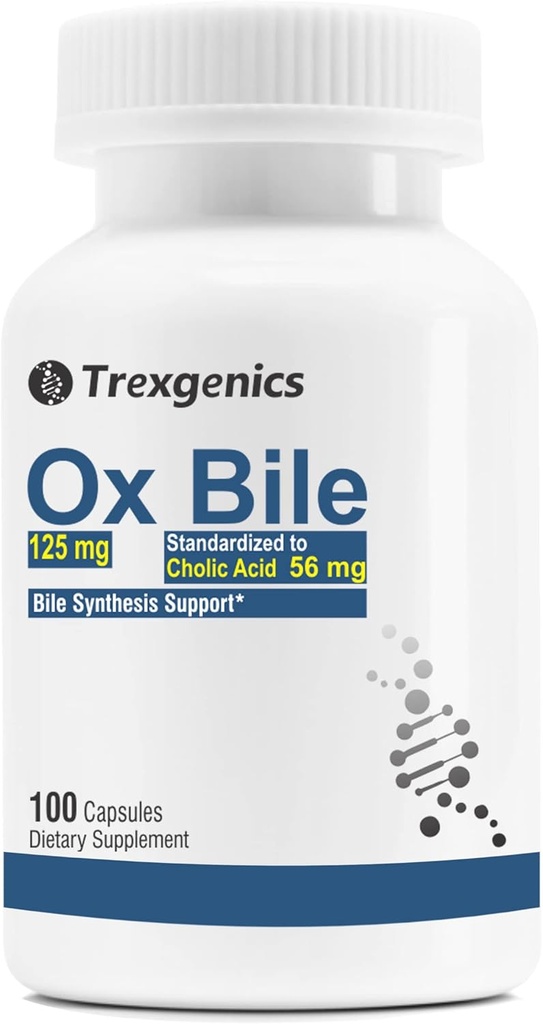 Trexgenics Bile Extract 45% CHOLIC Acid Bile Synthesis Support (100 Capsules) (Pack of 1)