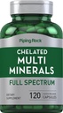 Piping Rock Mega Multi Mineral Chelated Supplement | 120 Capsules | for Men and Women | Iron Free | Non-GMO, Gluten Free