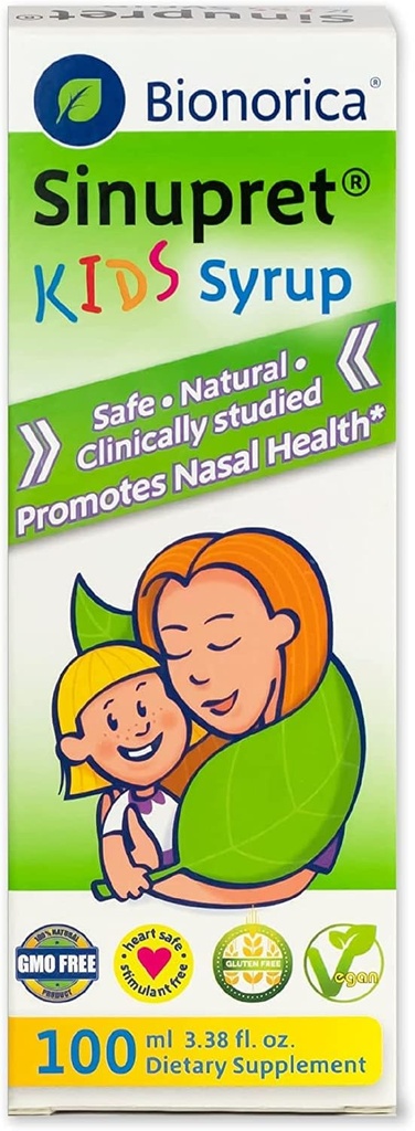 Bionorica SinupretはSinus & Immune Syrup Respiratory & Immunity Boost Naturalを、Verbena & Elder Flowerでハーブサポートを迅速に行う - チェリーフレーバー - 3.38 oz