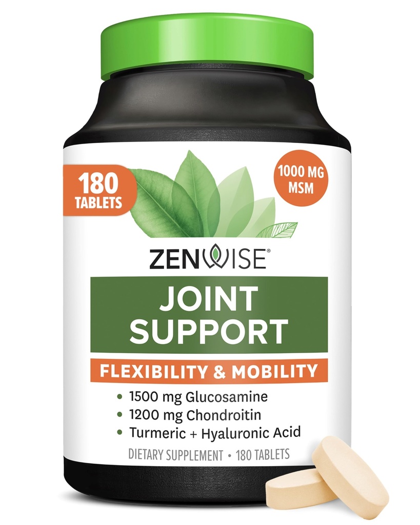 グルコサミン・コンドロイチンMSM、クルクミン及び硫酸塩とのZenwiseの健康の共同サポート補足-女性及び人のための共同健康-Knee、軟骨及び骨のための移動性及び柔軟性サポート- 180の計算