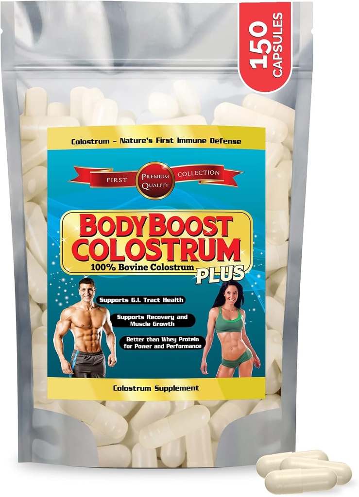 BodyBoost Colostrum Capsules, 100% Bovine Colostrum Powder, Immune Booster Supplement with Immunoglobulin & Lactoferrin, Super Food for Gut Health, Diverse Intake, 150 Capsules
