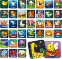 Hebayy 36 ペア動物マッチングメモリゲームフラッシュカード トーダー、プリスクール、幼稚園、ホーム。 消去可能、楽しい&高速、旅行フレンドリー、スキルビル。 サイズ 2" x 2" (5 x 5 cm)