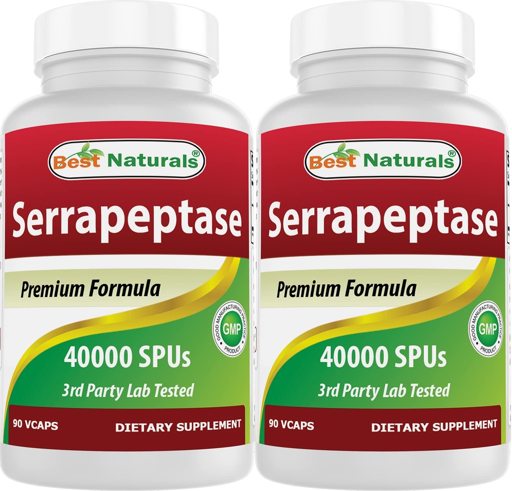 ベストナチュラルセラプターゼ 40000 SPU 90 Vcaps (90 カウント (パッケージ 2))