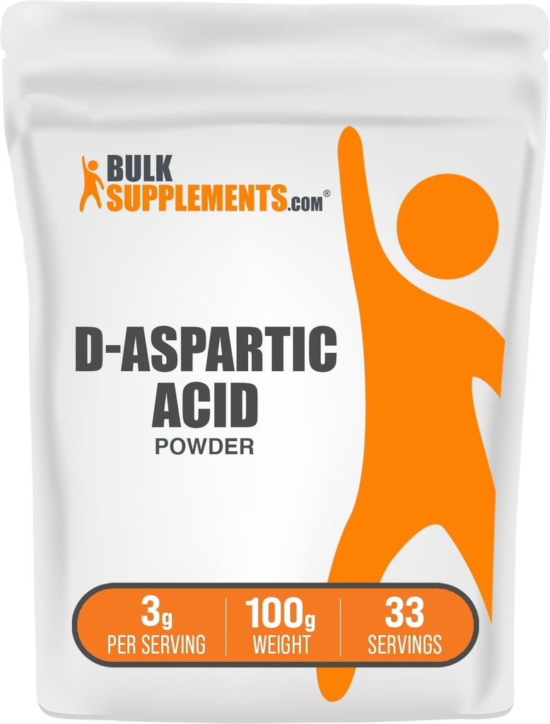 BulkSupplements.com D-Aspartic Acid Powder - D-Aspartic Acid Supplement for Men, Unflavored Amino Acid - Pure & Gluten Free, 3g per Serving, 100g (3.5 oz) (Pack of 1)