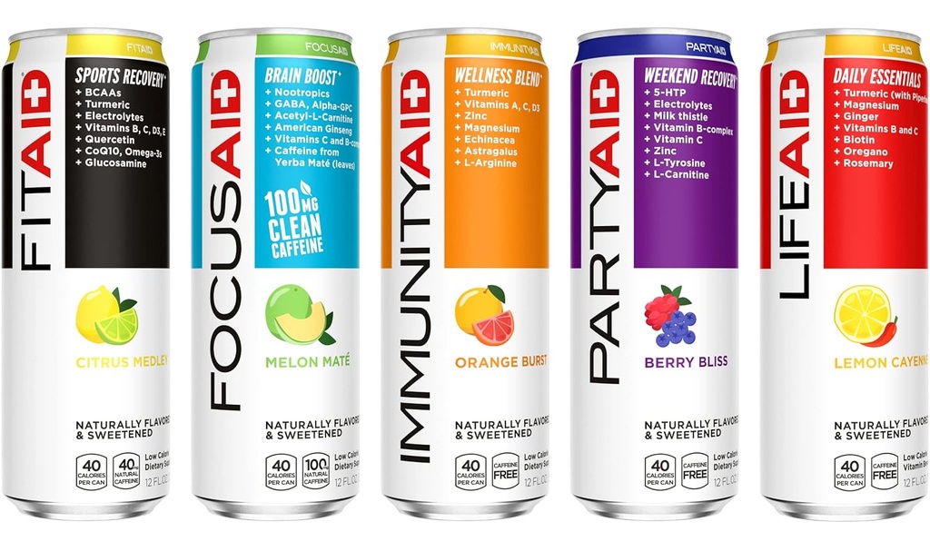 FITAID のポストのワークアウトの回復飲み物, いちごのレモネード, BCAAs, グルコサミン, 電解質, 1 つの缶ですべて, Paleo, ビーガン & グルテンフリー, 40 カロリー, 12 Fl Oz (パック 24)