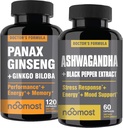 NooMost真の韓国の赤いPanax Ginseng + GinkgoのBiloba及び黒いペッパーが付いている有機性Ashwagandha