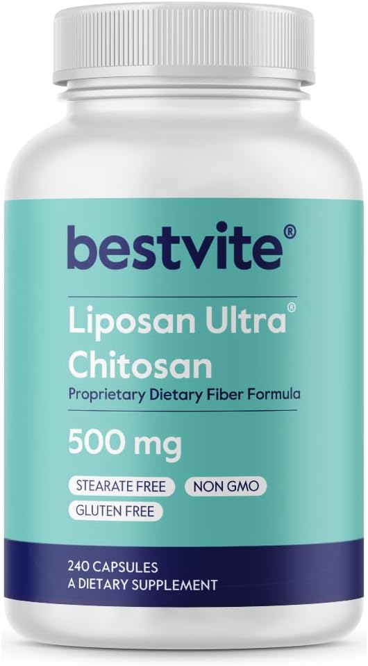 BESTVITE Liposan Ultra Chitosan 500mg(240カプセル) - 特許取得済みのFaster Acting Than Regular Chitosan - No Stearates - いいえフィラー