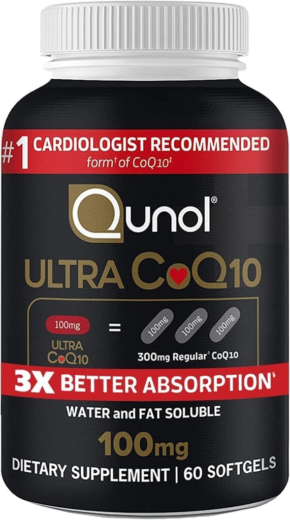 Qunol Ultra CoQ10 100mg 3Xのよりよい吸収の特許を取られた水および脂肪容解性の自然な補足の形態 心の健康のパックのSoftgels、120の計算のためのCoenzyme Q10の酸化防止剤