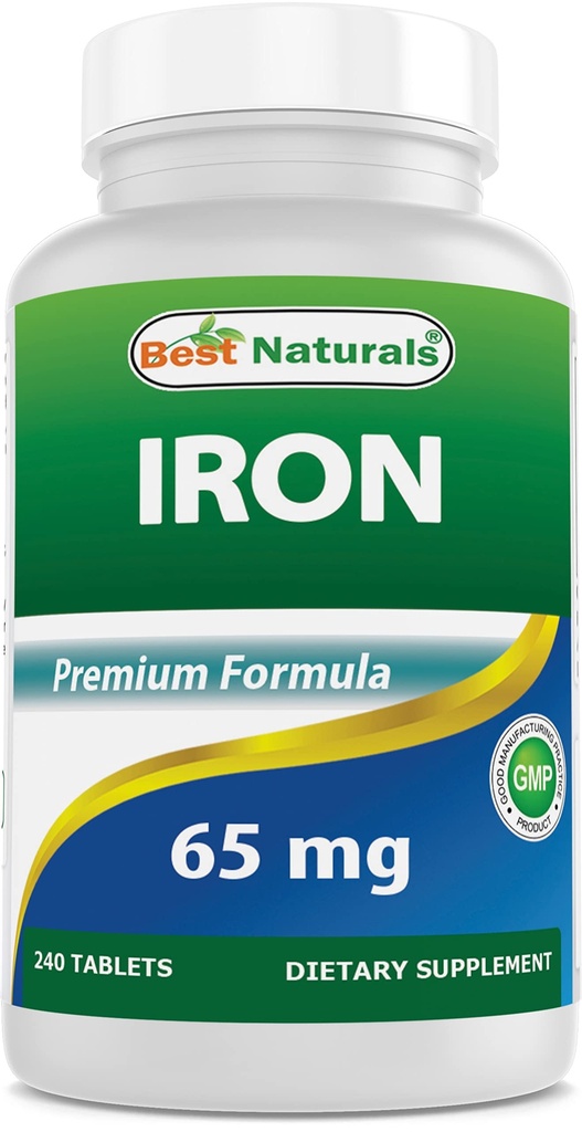 最高のナチュラルアイアンサプリメント - 65 mg - 240錠 - 非GMO&グルテンフリー