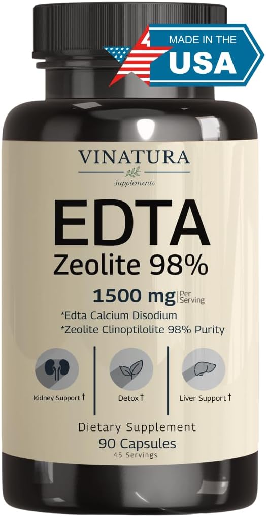 VINATURA EDTAカプセル - 1500mg/サーブ、米国製&テスト、肝臓サポート - Edta Calcium Disodium、Kale Extract - 90カプセル45サービング