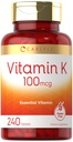 ビタミンK 100mcg | 240錠 | ベジタリアン・ノンGMO・グルテンフリー | ビタミンKサプリメント