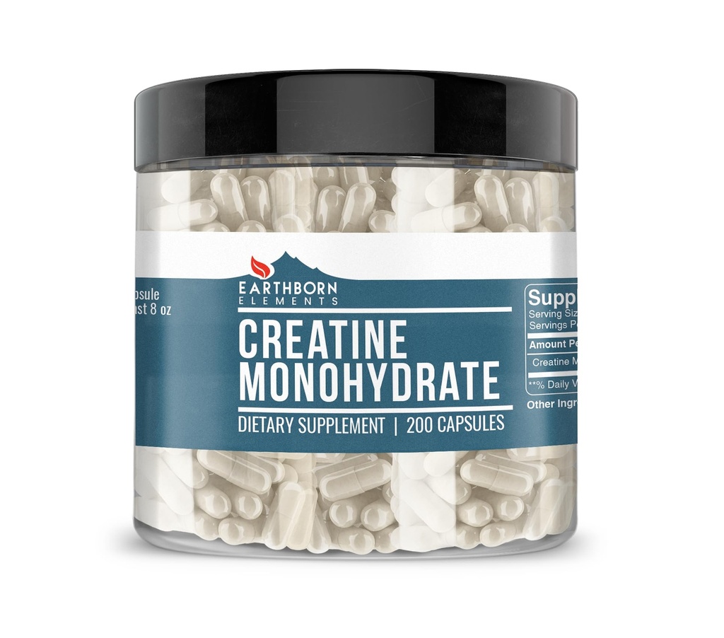地球の要素のクレアチンの Monohydrate 200のカプセル、純粋及びUndiluted、添加物無し