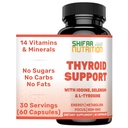 SHIFAA NUTRITION Halal Thyroid Support 30 のサービング | 非GMO の救助の補足 w/B12、Iodine、Selenium、L チロシン | サポート エネルギー、Metabolism、焦点、明快さ、Cortisol のバランス