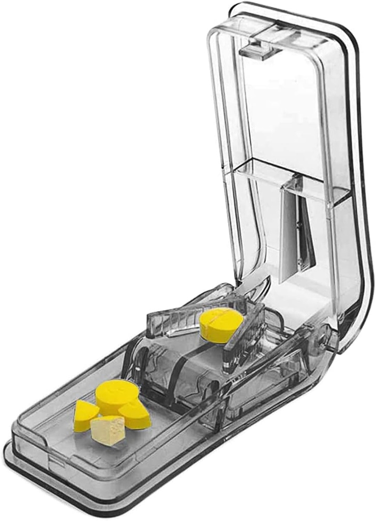 小さいか大きい丸薬のための丸薬のカッター。 米国で最高の複数のピルスプリッタ!デザイン。 ピルボックスとしてダブルス。 小さな丸薬には適していません。 キーホルダー ボーナスとして. (グレー)